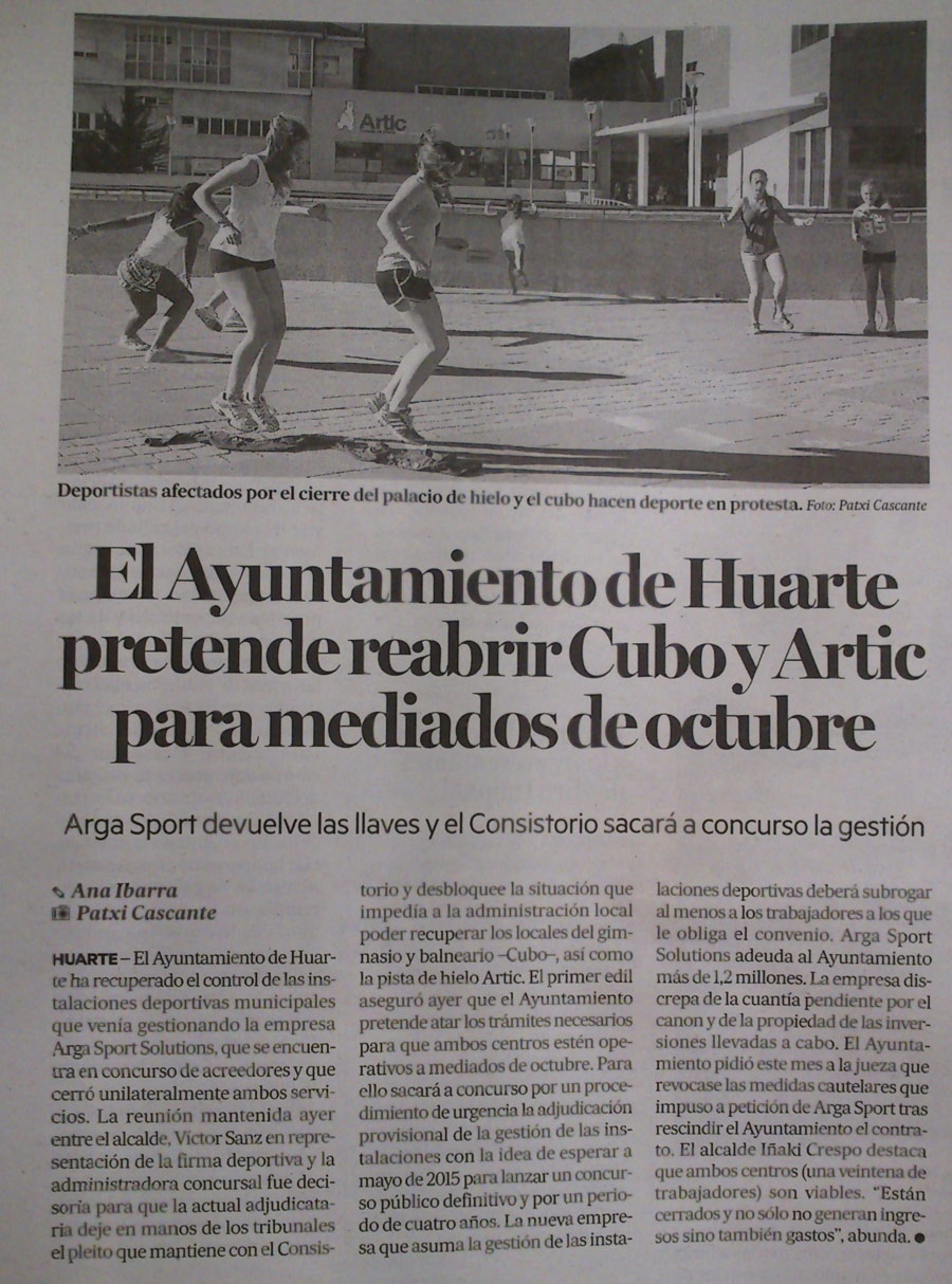 El Ayuntamiento de Huarte pretende reabrir la pista de hielo